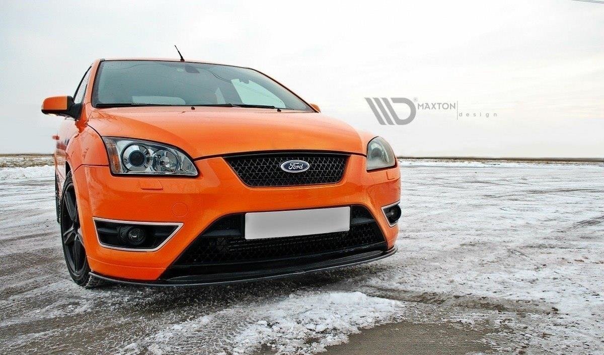 Maxton Design Street+ Spoilerlippe Front Ansatz V.2 passend für Ford Focus ST Mk2 schwarz Hochglanz