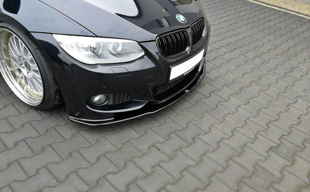 Maxton Design Street+ Spoilerlippe Front Ansatz V.1 passend für BMW 3er E92 M Paket FACELIFT schwarz Hochglanz