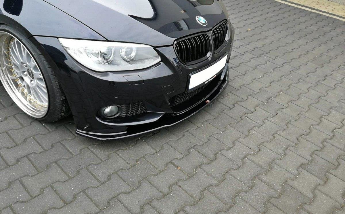 Maxton Design Street+ Spoilerlippe Front Ansatz V.1 passend für BMW 3er E92 M Paket FACELIFT schwarz Hochglanz
