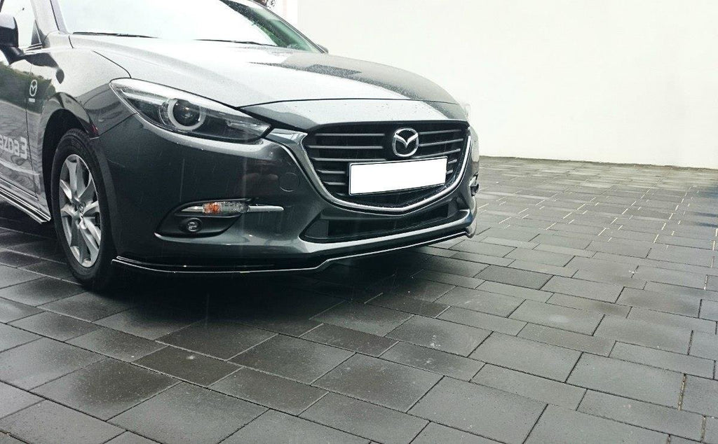 Maxton Design Street+ Spoilerlippe Front Ansatz passend für v.1 Mazda 3 BN (Mk3) Facelift schwarz Hochglanz