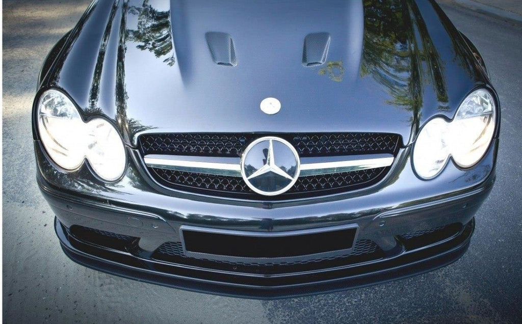 Maxton Design Street+ Spoilerlippe Front Ansatz passend für MERCEDES CLK W209 BLACK (SL BLACK SERIES LOOK) schwarz Hochglanz