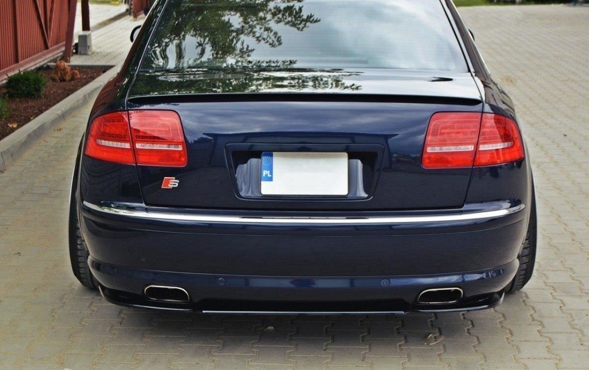 Maxton Design Heck Ansatz Flaps Diffusor passend für Audi A8 W12 D3 schwarz Hochglanz
