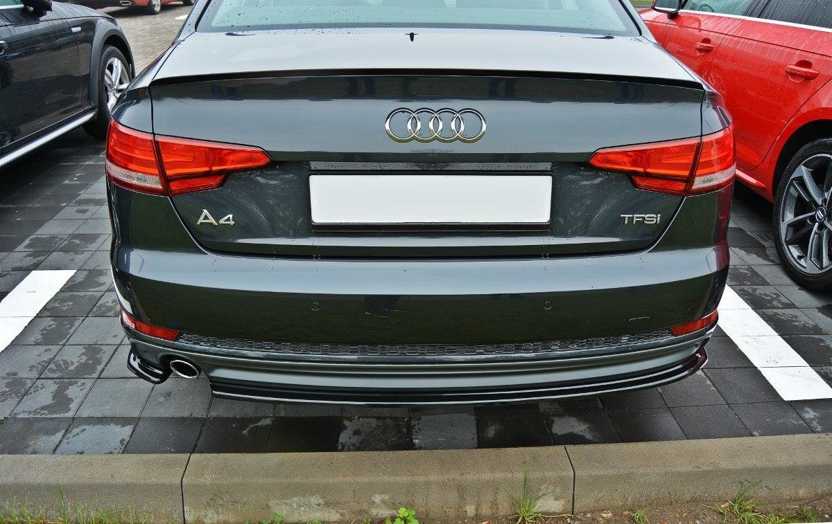 Maxton Design Heck Ansatz Flaps Diffusor passend für Audi A4 B9 S-Line schwarz Hochglanz