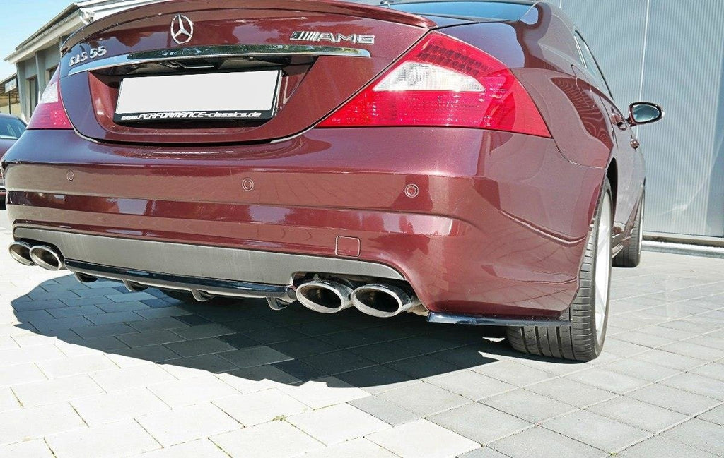 Maxton Design Diffusor Heck Ansatz passend für Mercedes CLS C219 55AMG schwarz Hochglanz