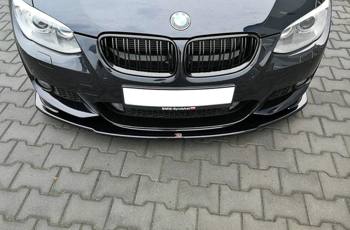 Maxton Design Street+ Spoilerlippe Front Ansatz V.1 passend für BMW 3er E92 M Paket FACELIFT schwarz Hochglanz