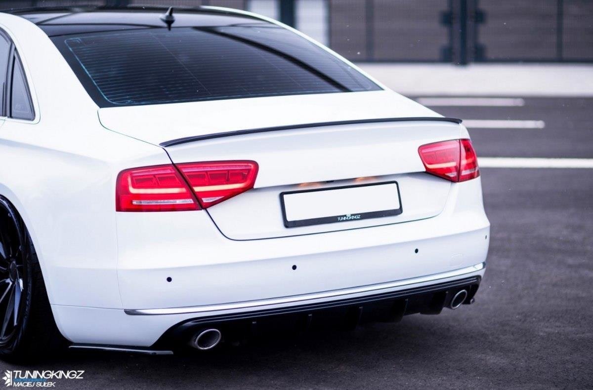 Maxton Design Heck Ansatz Flaps Diffusor für Audi A8 D4 Carbon Look