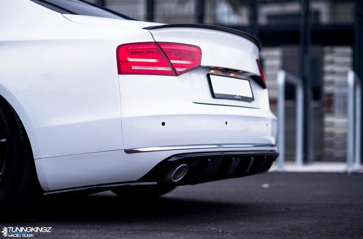 Maxton Design Heck Ansatz Flaps Diffusor für Audi A8 D4 Carbon Look