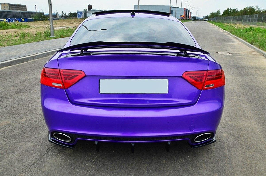 Maxton Design Heck Ansatz Flaps Diffusor passend für Audi RS5 Mk1 8T Facelift schwarz Hochglanz