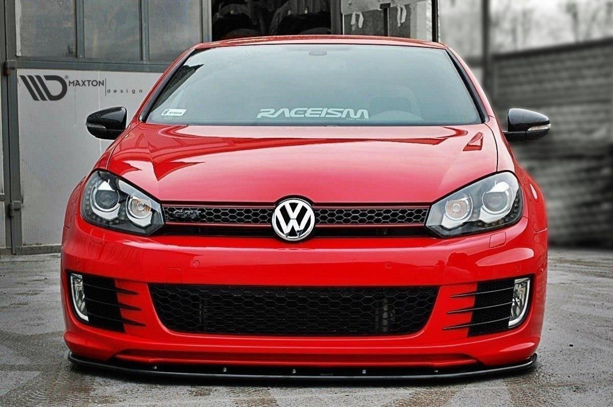 Maxton Design Street+ Spoilerlippe Front Ansatz passend für VER.2 VW GOLF 6 (FÜR GOLF GTI 35TH) schwarz Hochglanz