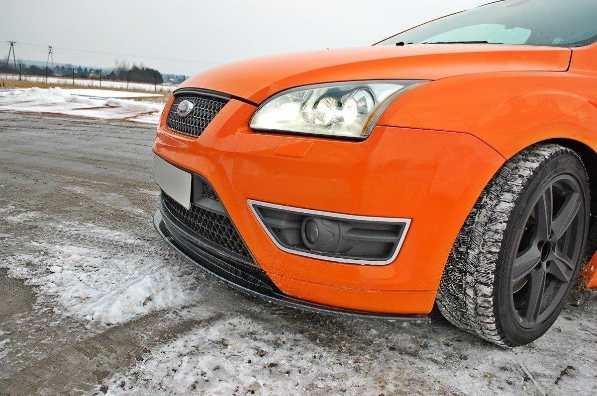 Maxton Design Street+ Spoilerlippe Front Ansatz V.2 passend für Ford Focus ST Mk2 schwarz Hochglanz