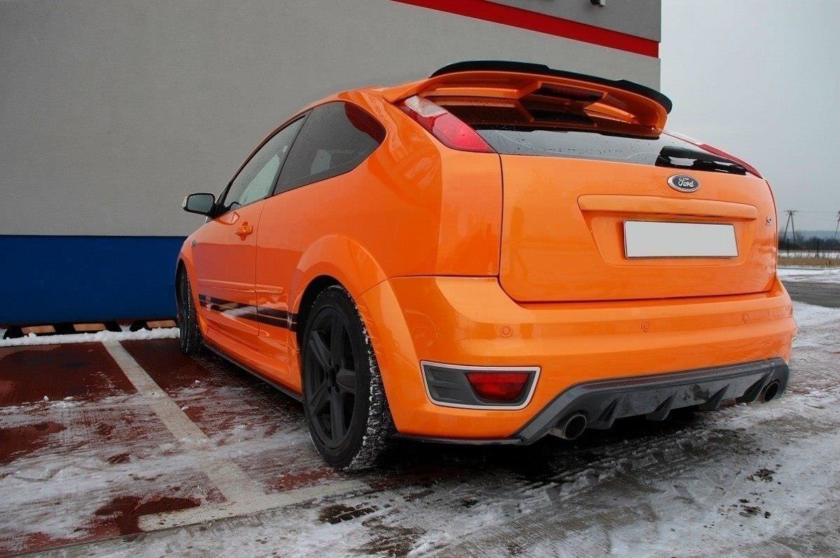 Maxton Design Heck Ansatz Flaps Diffusor V.2 passend für Ford Focus ST Mk2 schwarz Hochglanz