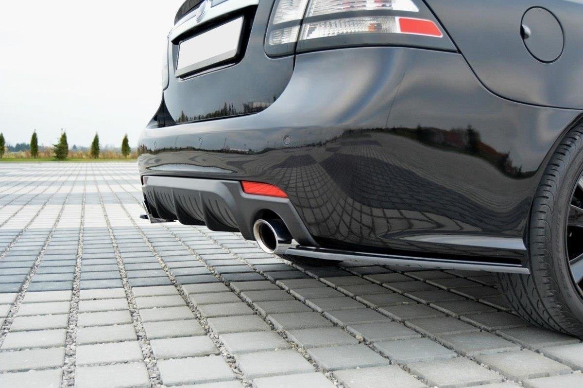 Maxton Design Heck Ansatz Flaps Diffusor passend für Saab 9-3 Aero Mk2 Facelift schwarz Hochglanz