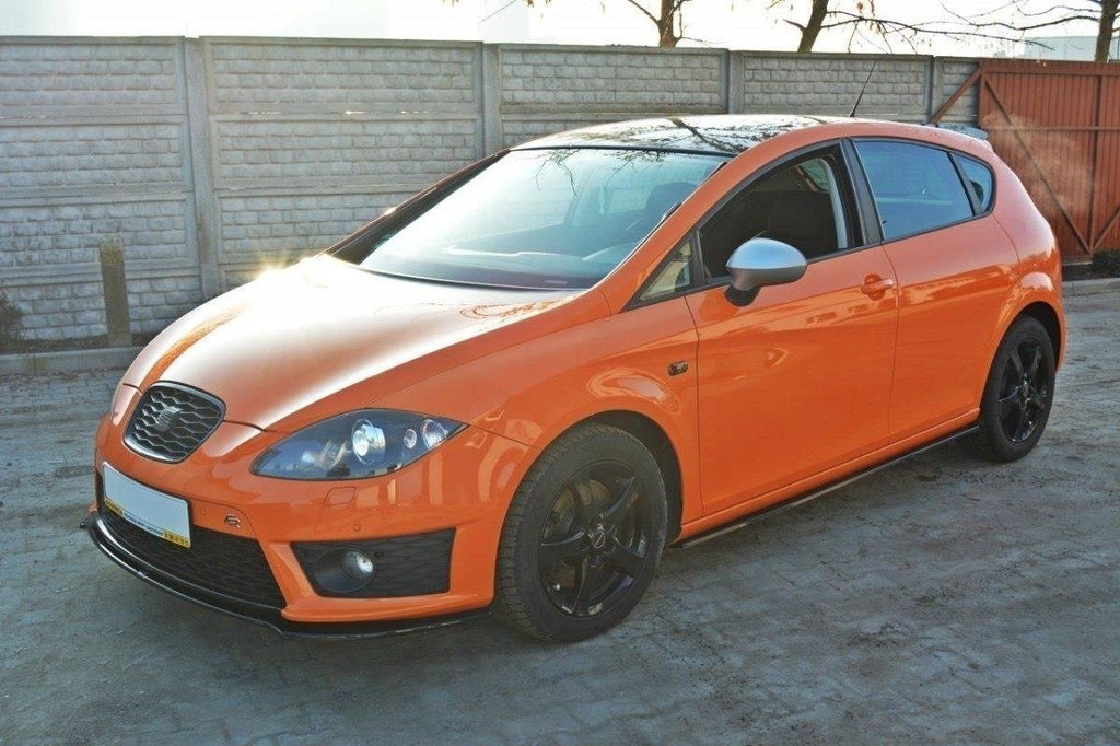 Maxton Design Street+ Spoilerlippe Front Ansatz V.2 passend für SEAT LEON MK2 CUPRA / FR Facelift schwarz Hochglanz