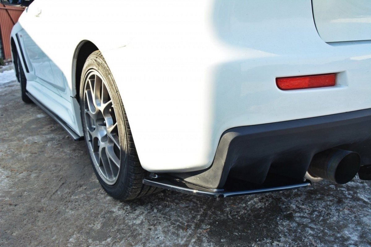 Maxton Design Heck Ansatz Flaps Diffusor passend für Mitsubishi Lancer Evo X schwarz Hochglanz