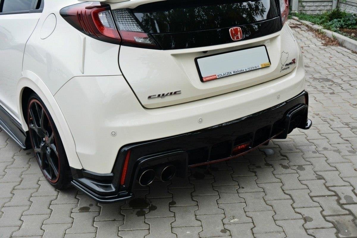Maxton Design Heck Ansatz Flaps Diffusor passend für HONDA CIVIC IX TYPE R schwarz Hochglanz