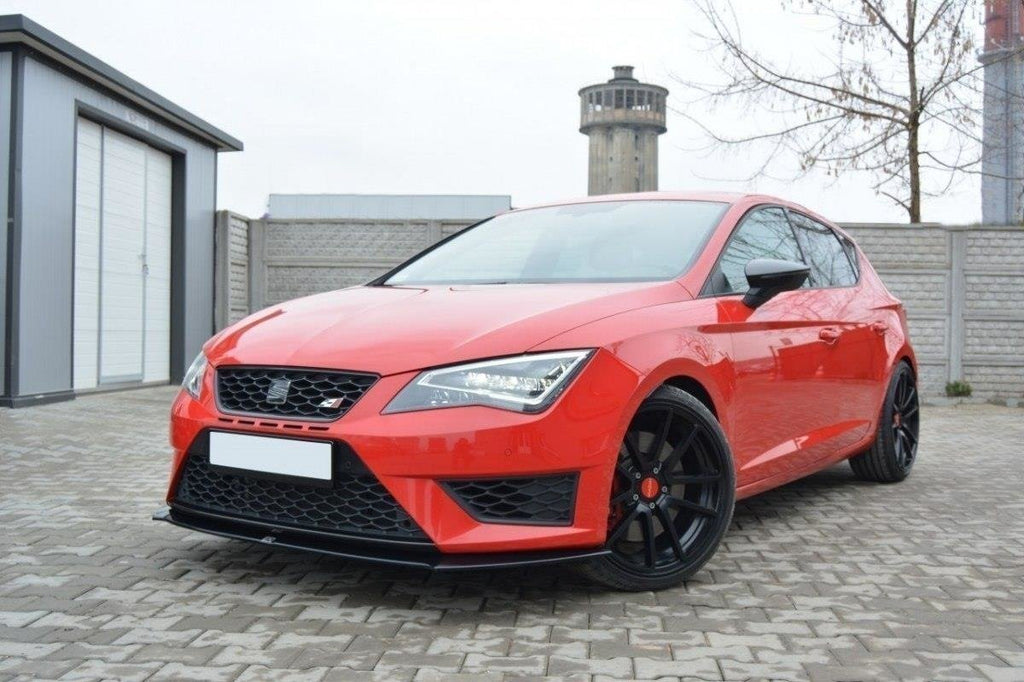 Maxton Design Street+ Spoilerlippe Front Ansatz passend für SEAT LEON III CUPRA / FR schwarz Hochglanz