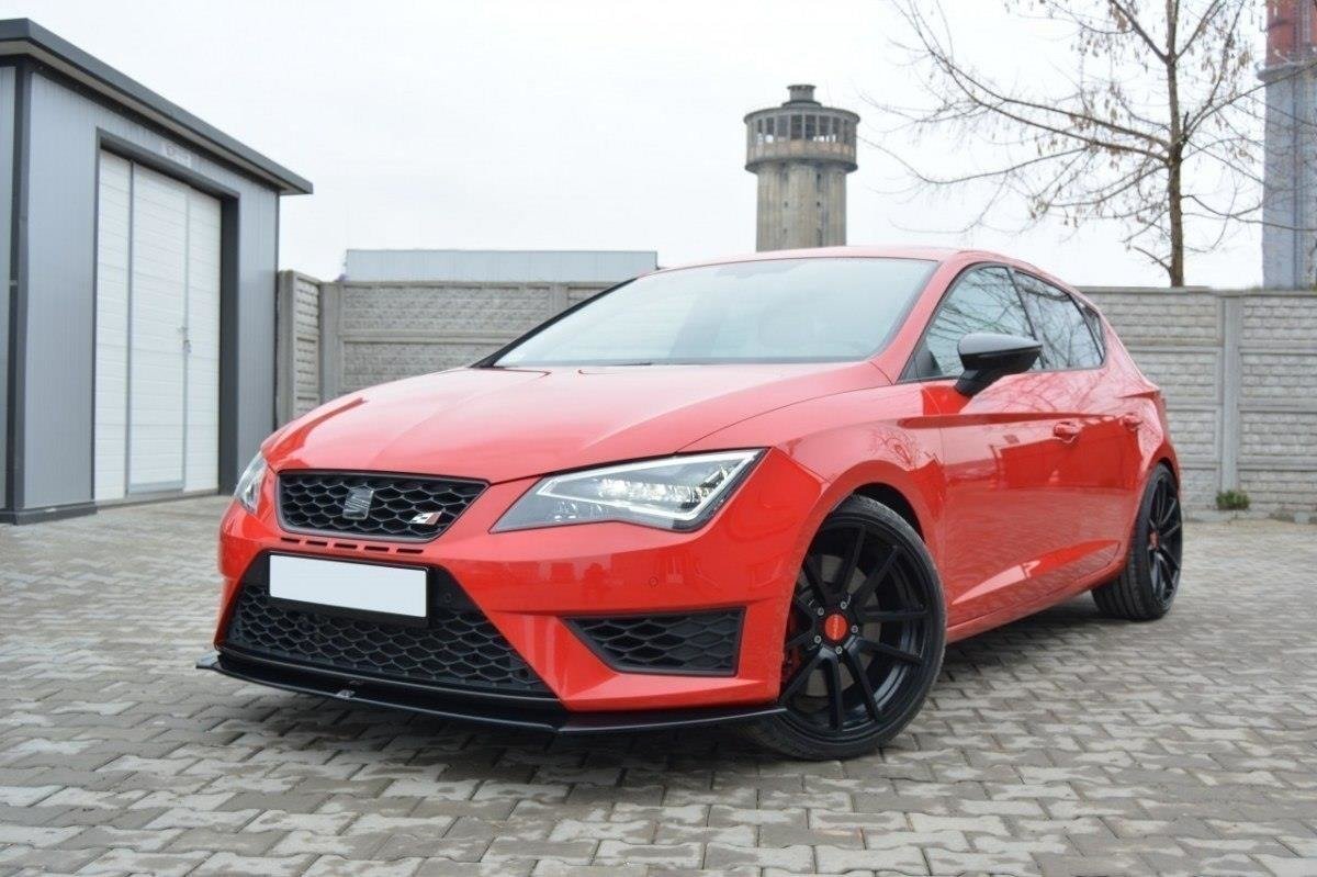 Maxton Design Street+ Spoilerlippe Front Ansatz passend für SEAT LEON III CUPRA / FR schwarz Hochglanz