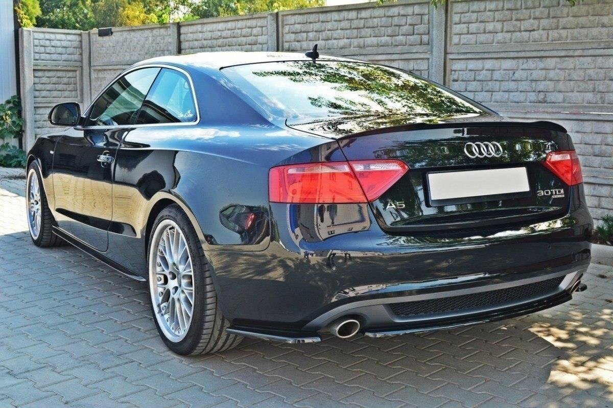 Maxton Design Heck Ansatz Flaps Diffusor passend für Audi A5 Coupe / Sportback S-Line 8T schwarz Hochglanz
