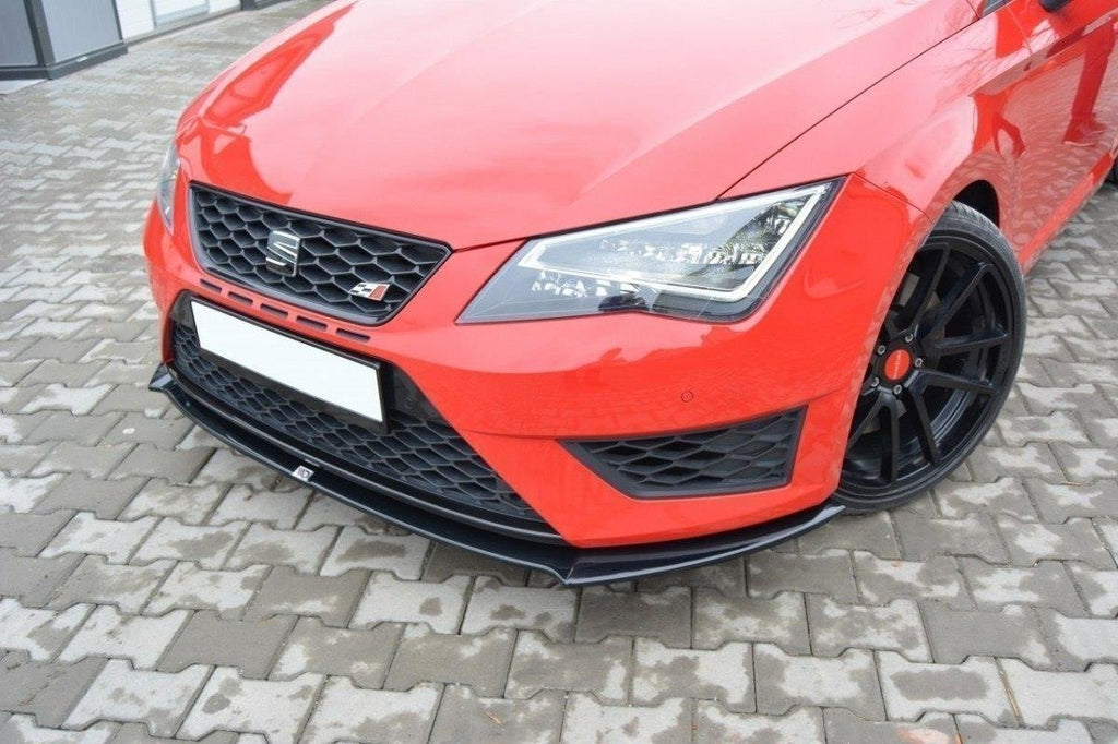 Maxton Design Street+ Spoilerlippe Front Ansatz passend für SEAT LEON III CUPRA / FR schwarz Hochglanz