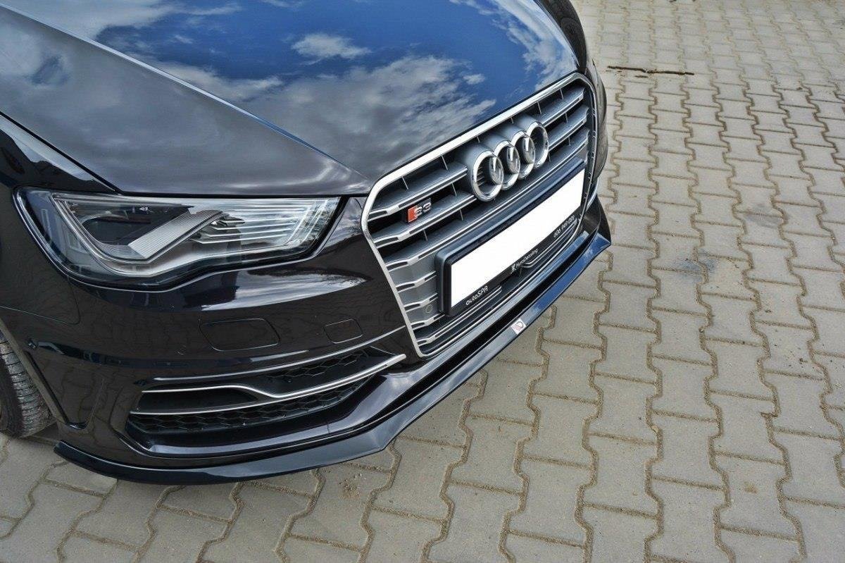 Maxton Design Street+ Spoilerlippe Front Ansatz passend für Audi S3 / A3 S-Line 8v Hatchback / Sportback schwarz Hochglanz