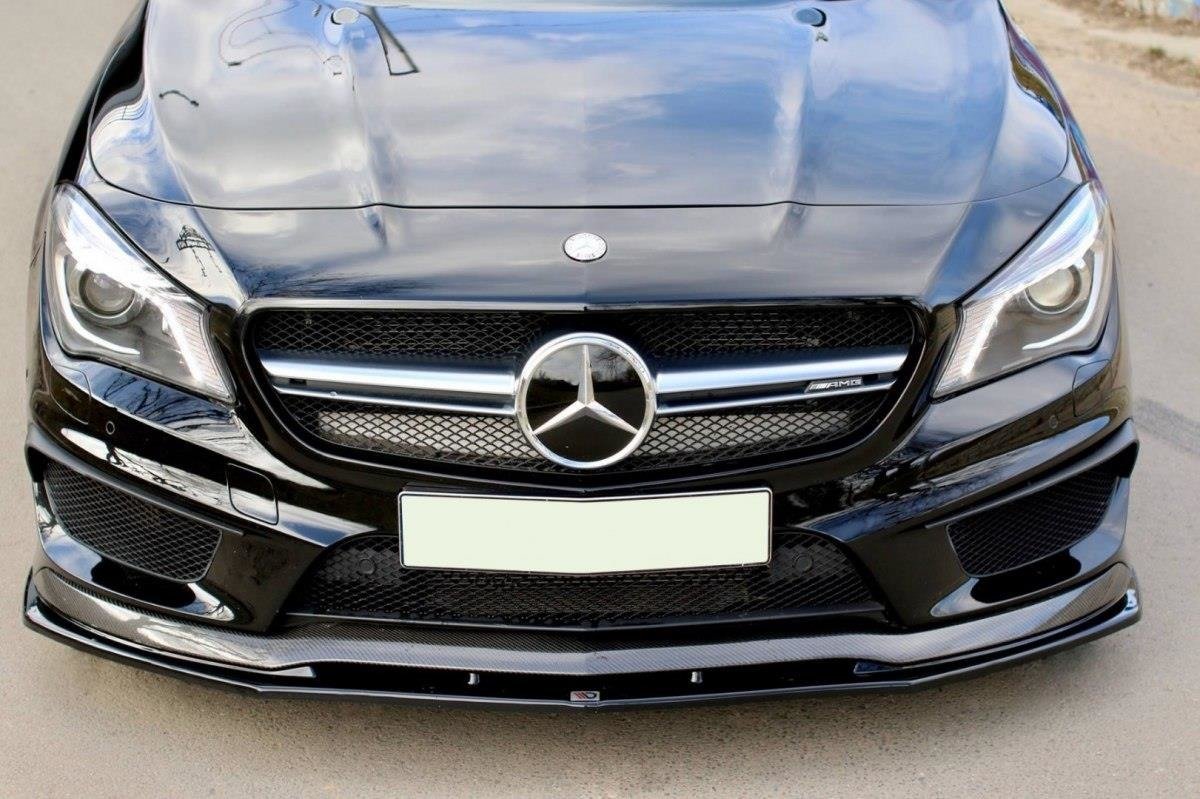 Maxton Design Street+ Spoilerlippe Front Ansatz passend für v.2 MERCEDES CLA 45 AMG C117 (vor Facelift) schwarz Hochglanz
