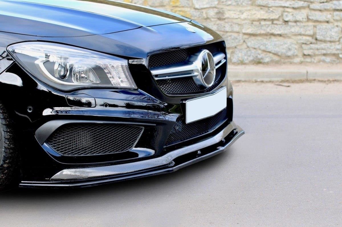 Maxton Design Street+ Spoilerlippe Front Ansatz passend für v.2 MERCEDES CLA 45 AMG C117 (vor Facelift) schwarz Hochglanz