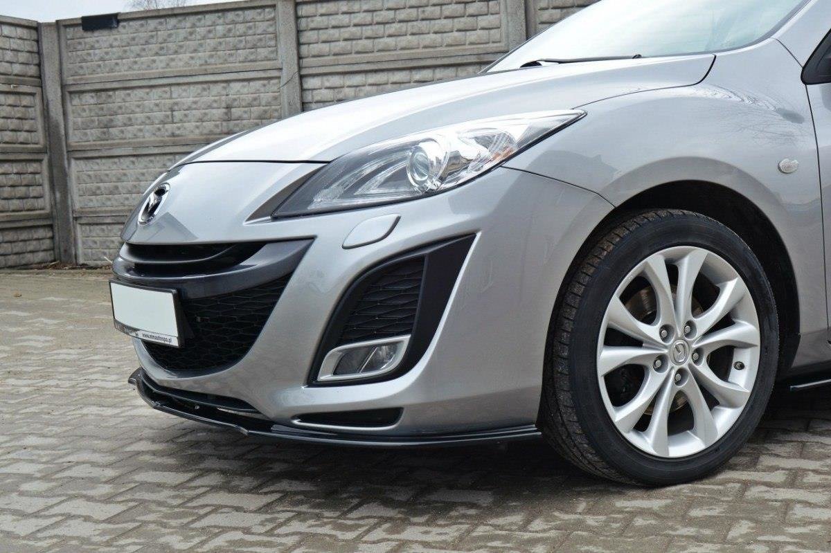Maxton Design Street+ Spoilerlippe Front Ansatz passend für MAZDA 3 MK2 SPORT (vor Facelift) schwarz Hochglanz