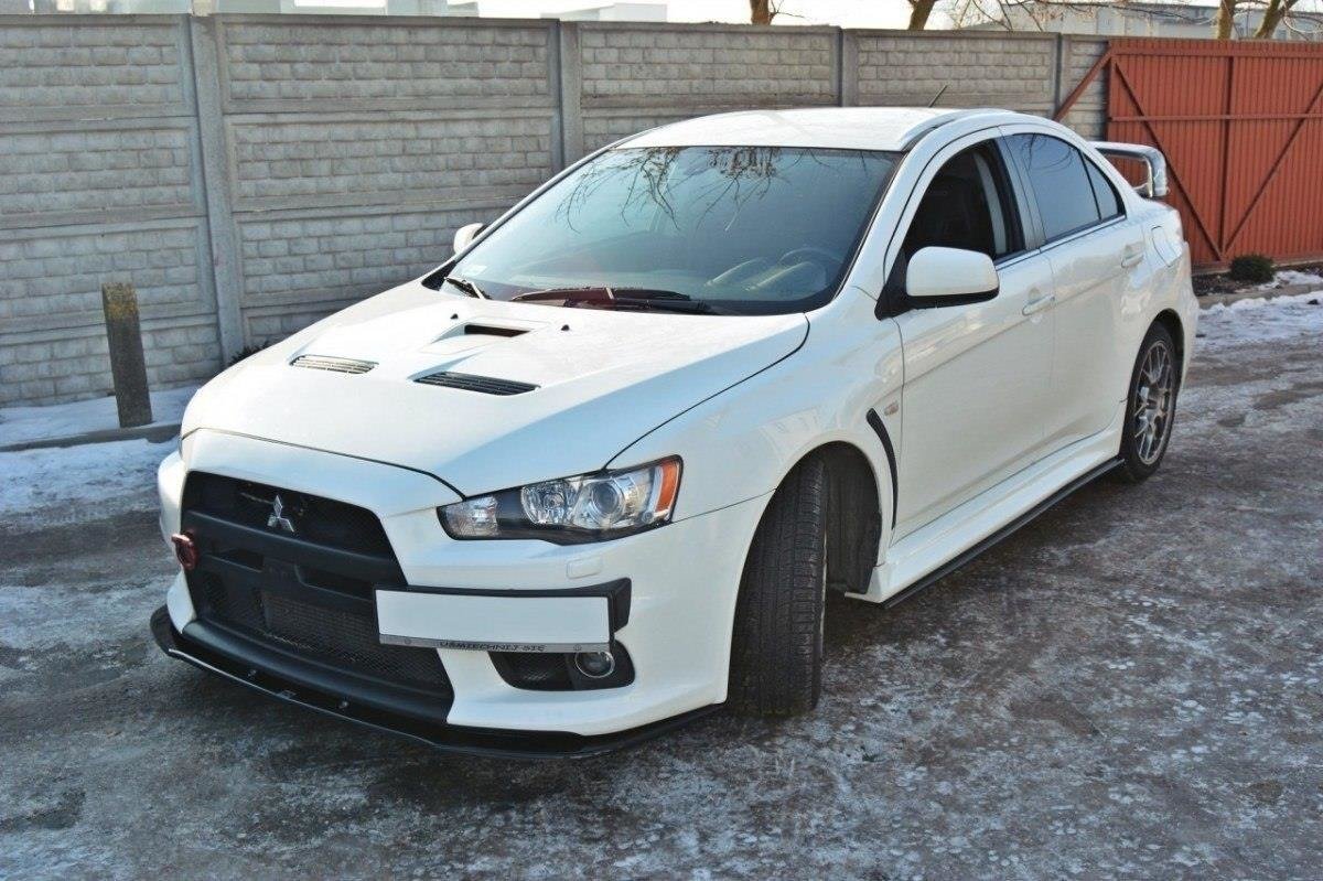 Maxton Design Street+ Spoilerlippe Front Ansatz V.1 passend für Mitsubishi Lancer Evo X schwarz Hochglanz