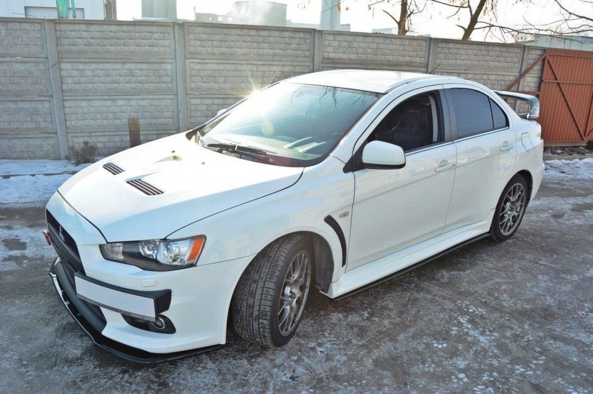 Maxton Design Street+ Seitenschweller Leisten passend für Mitsubishi Lancer Evo X schwarz Hochglanz