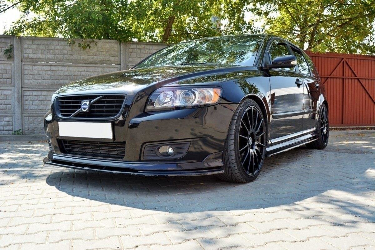 Maxton Design Street+ Spoilerlippe Front Ansatz passend für v.1 VOLVO V50F R-DESIGN schwarz Hochglanz