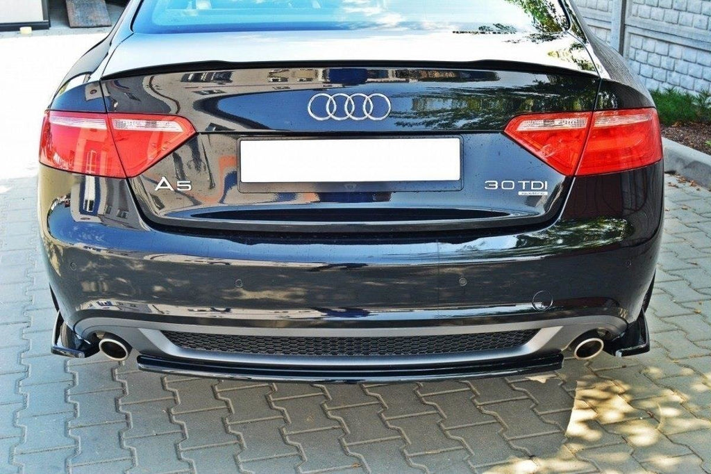 Maxton Design Heck Ansatz Flaps Diffusor passend für Audi A5 Coupe / Sportback S-Line 8T schwarz Hochglanz