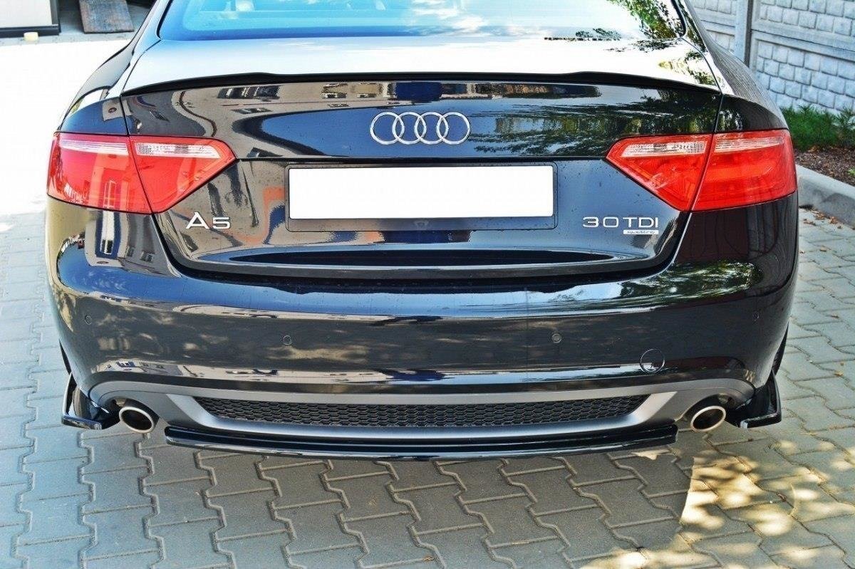 Maxton Design Heck Ansatz Flaps Diffusor passend für Audi A5 Coupe / Sportback S-Line 8T schwarz Hochglanz