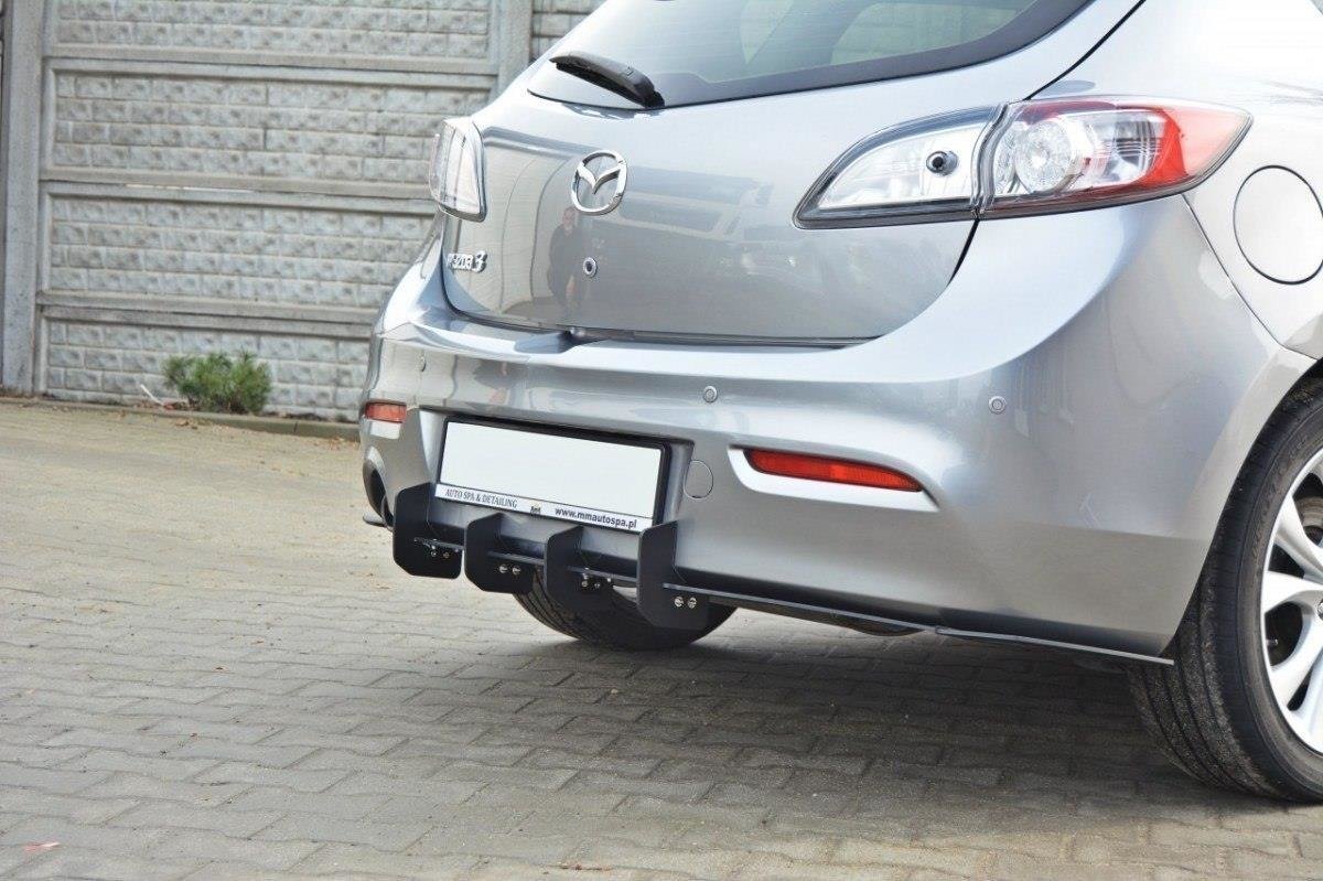 Maxton Design MAZDA 3 MK2 SPORT (vor Facelift) Diffusor Heck Ansatz passend für Heckschürze passend für & Heck Ansatz Flaps Diffusor passend für