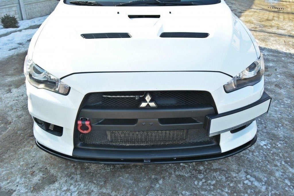 Maxton Design Street+ Spoilerlippe Front Ansatz V.2 passend für Mitsubishi Lancer Evo X schwarz Hochglanz