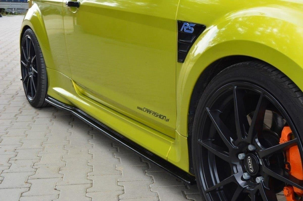 Maxton Design Seitenschweller Diffuser Ford Focus RS Mk2 schwarz Hochglanz für Ford Focus RS
