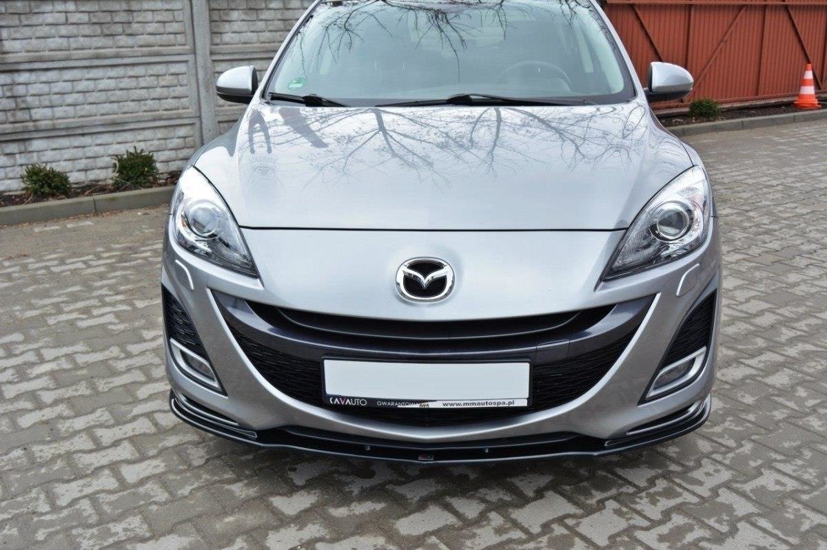 Maxton Design Street+ Spoilerlippe Front Ansatz passend für MAZDA 3 MK2 SPORT (vor Facelift) schwarz Hochglanz