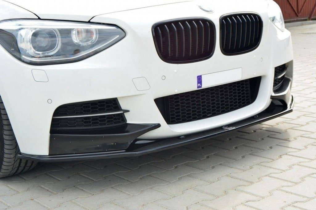 Maxton Design Street+ Spoilerlippe Front Ansatz passend für BMW 1er F20/F21 M-Power (vor Facelift) schwarz Hochglanz