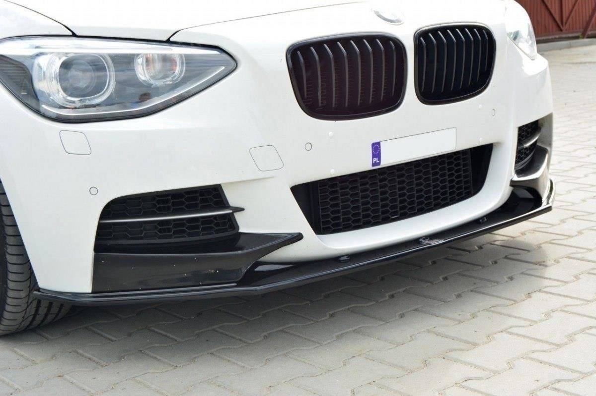 Maxton Design Street+ Spoilerlippe Front Ansatz passend für BMW 1er F20/F21 M-Power (vor Facelift) schwarz Hochglanz