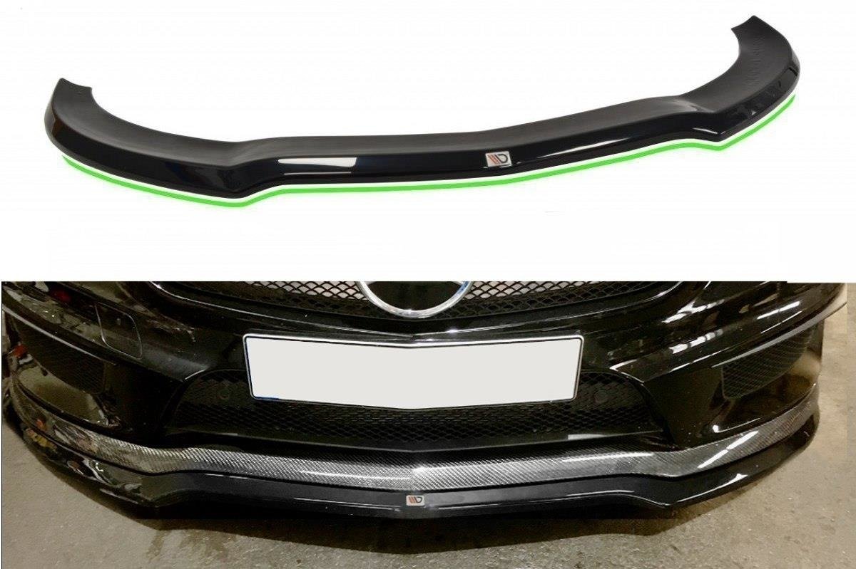 Maxton Design Street+ Spoilerlippe Front Ansatz passend für v.1 MERCEDES CLA 45 AMG C117 (vor Facelift) schwarz Hochglanz