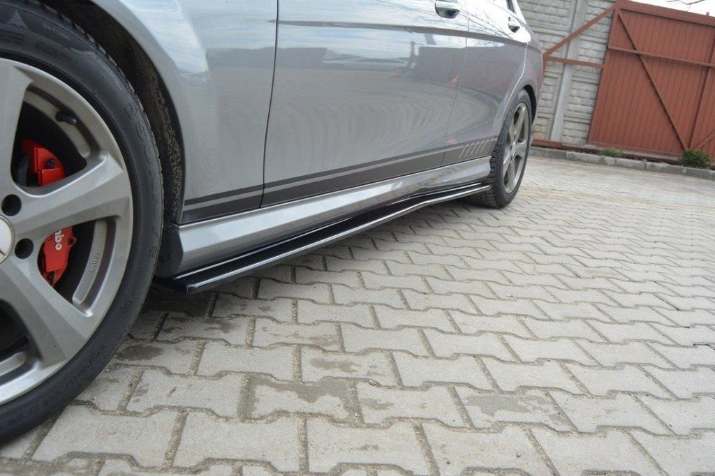 Maxton Design Seitenschweller Mercedes-Benz C Limousine / Kombi AMG-Line W204 / S204 schwarz Hochglanz für Mercedes-Benz C Klasse W204