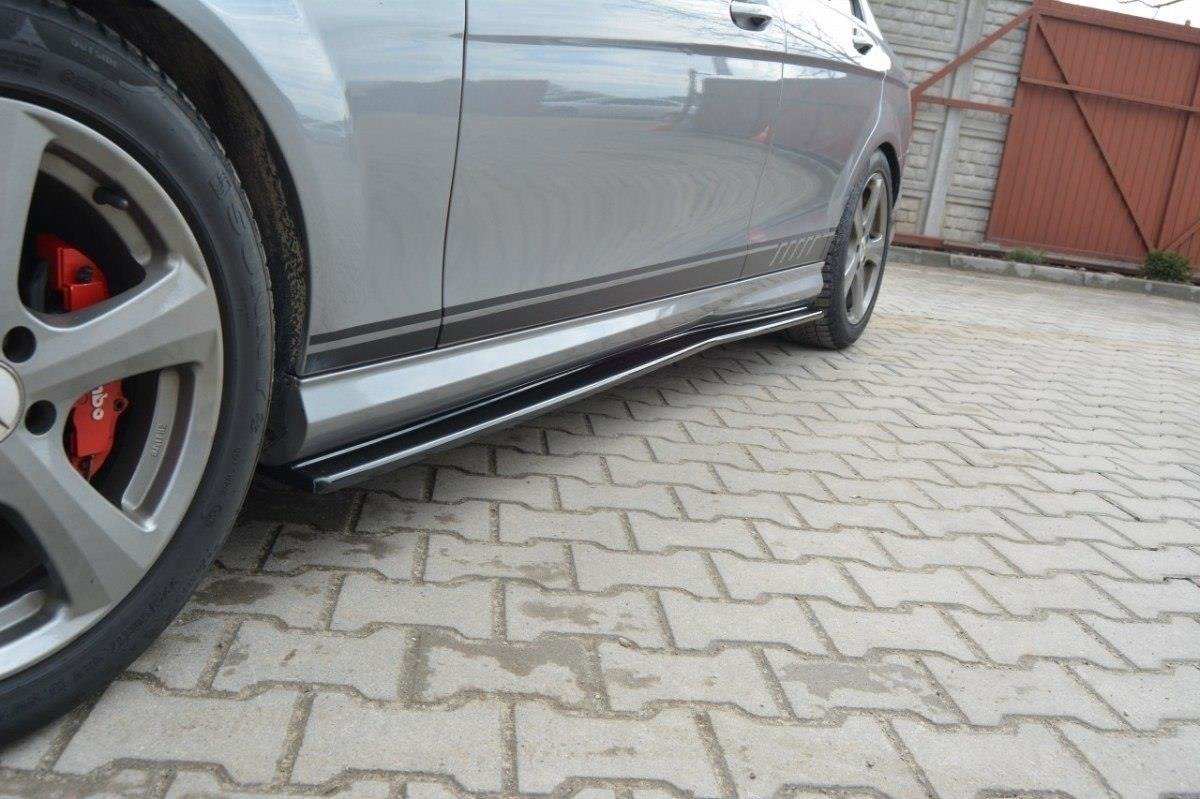 Maxton Design Seitenschweller Mercedes-Benz C Limousine / Kombi AMG-Line W204 / S204 schwarz Hochglanz für Mercedes-Benz C Klasse W204