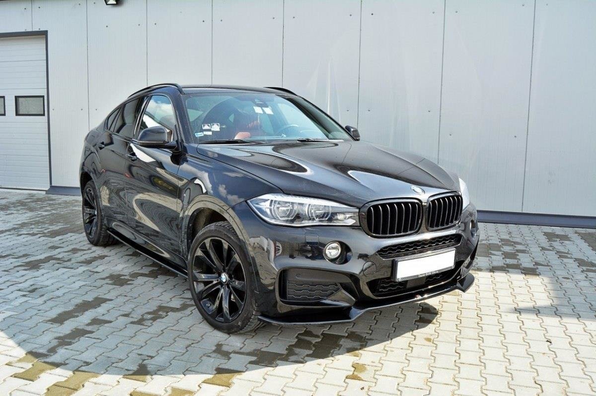 Maxton Design Street+ Spoilerlippe Front Ansatz passend für v.1 BMW X6 F16 M Paket schwarz Hochglanz