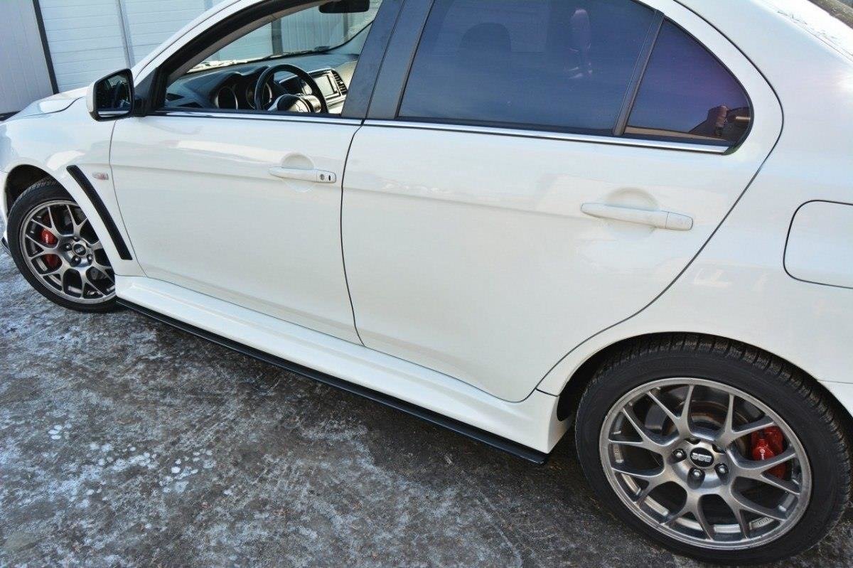 Maxton Design Street+ Seitenschweller Leisten passend für Mitsubishi Lancer Evo X schwarz Hochglanz