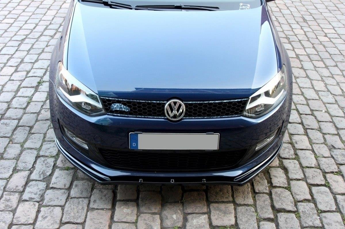 Maxton Design Street+ Spoilerlippe Front Ansatz passend für VW Polo Mk5 schwarz Hochglanz