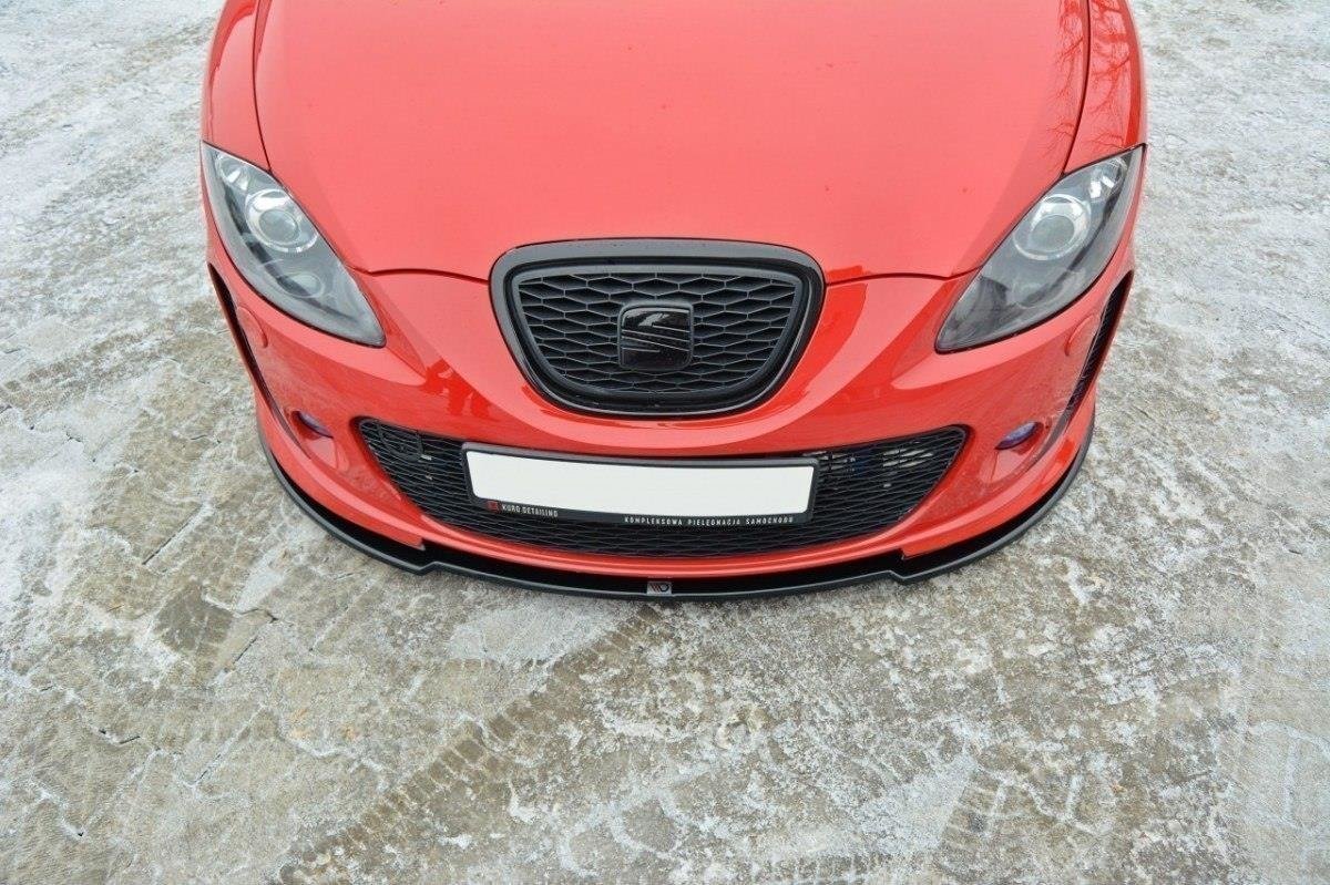Maxton Design Street+ Spoilerlippe Front Ansatz passend für Seat Leon II MS Design schwarz Hochglanz