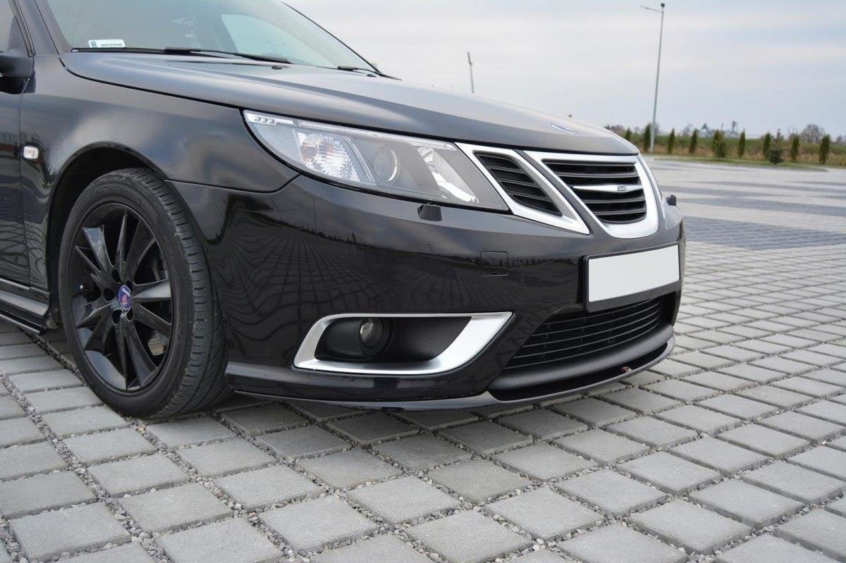 Maxton Design Street+ Spoilerlippe Front Ansatz passend für Saab 9-3 Aero Mk2 Facelift schwarz Hochglanz