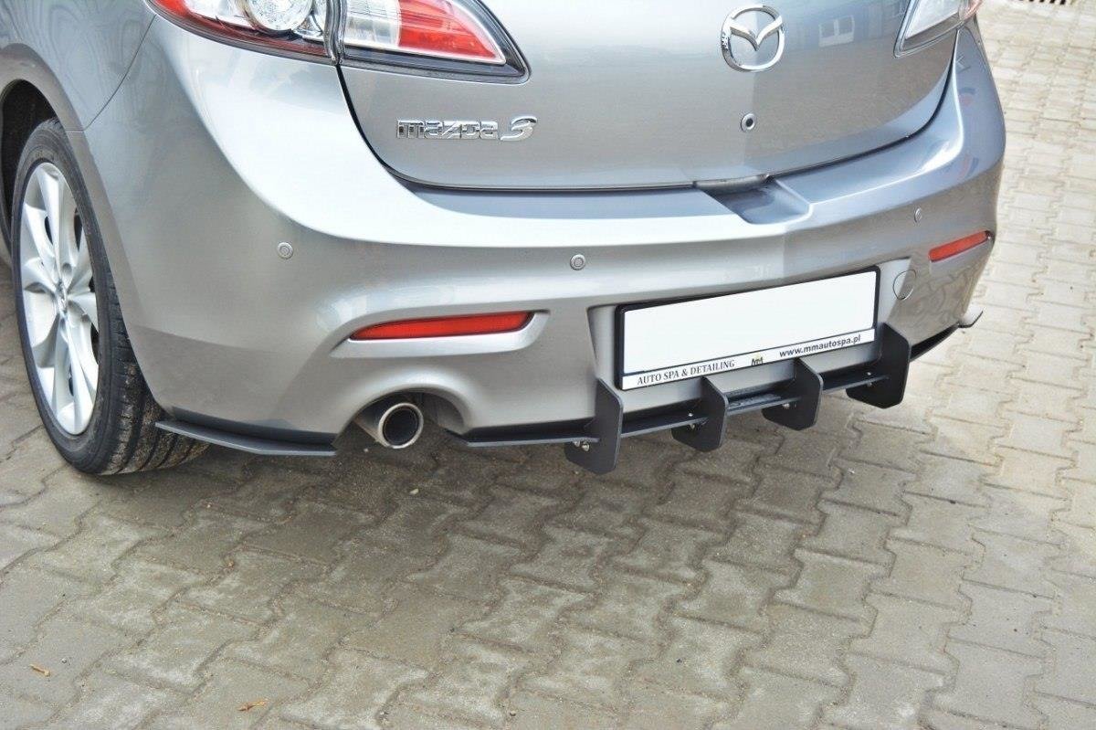 Maxton Design MAZDA 3 MK2 SPORT (vor Facelift) Diffusor Heck Ansatz passend für Heckschürze passend für & Heck Ansatz Flaps Diffusor passend für