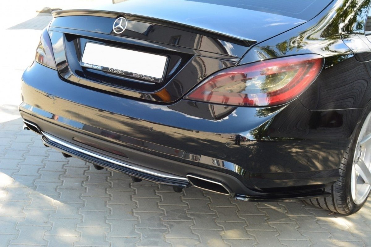 Maxton Design Street+ Mittlerer Diffusor RACE passend für Mercedes-Benz CLS AMG-Line C218 schwarz Hochglanz