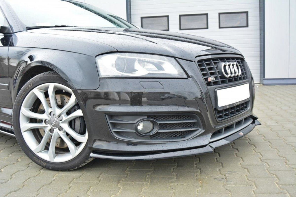Maxton Design Street+ Spoilerlippe Front Ansatz V.1 passend für Audi S3 8P FL schwarz Hochglanz