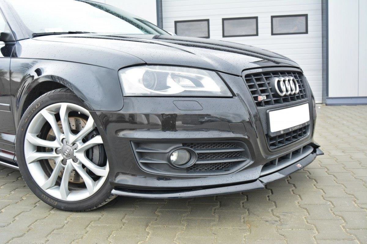 Maxton Design Street+ Spoilerlippe Front Ansatz V.1 passend für Audi S3 8P FL schwarz Hochglanz
